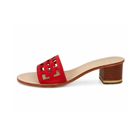 Trina Turk Shoes - Trina Turk Avery Red Geometric Sandal Block Heels Size 7M